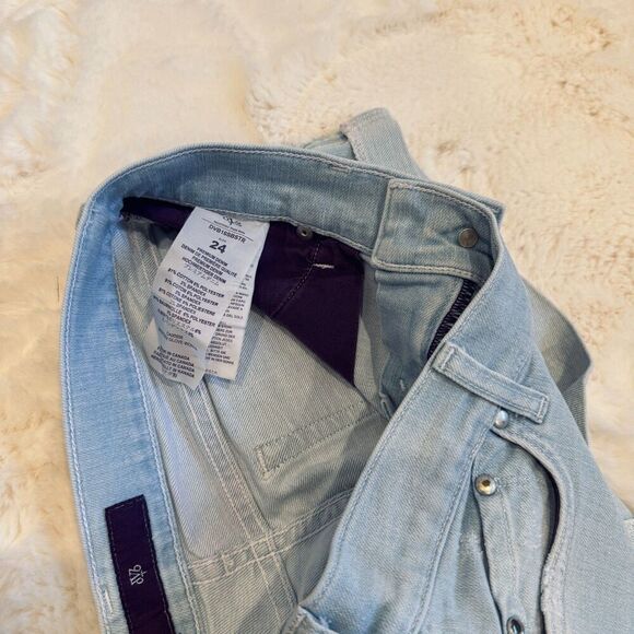 Vintage Victoria Beckham dVb Cuffed Designer Denim Shorts 24 - Light Wash - Picture 5 of 6